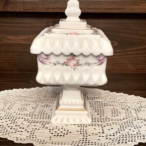 Wedding rose, footed candy dish by Westmoreland